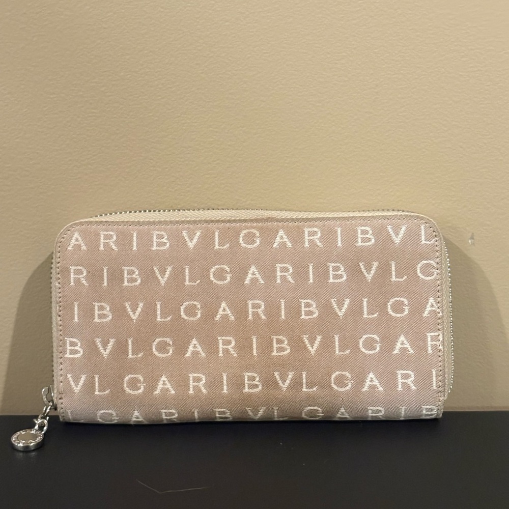BVLGARI Logo Canvas Zip Wallet